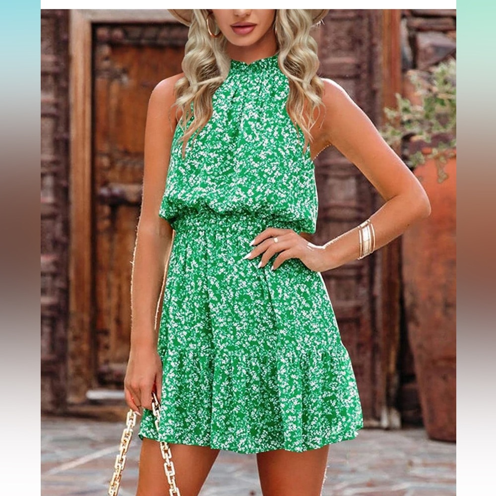 NWOT Green Floral Summer Dress